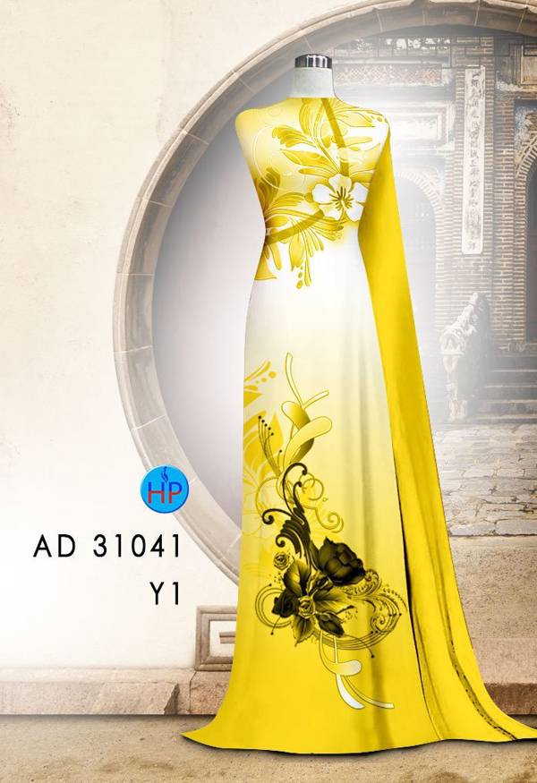 Vải Áo Dài Hoa In 3D AD 31041 13